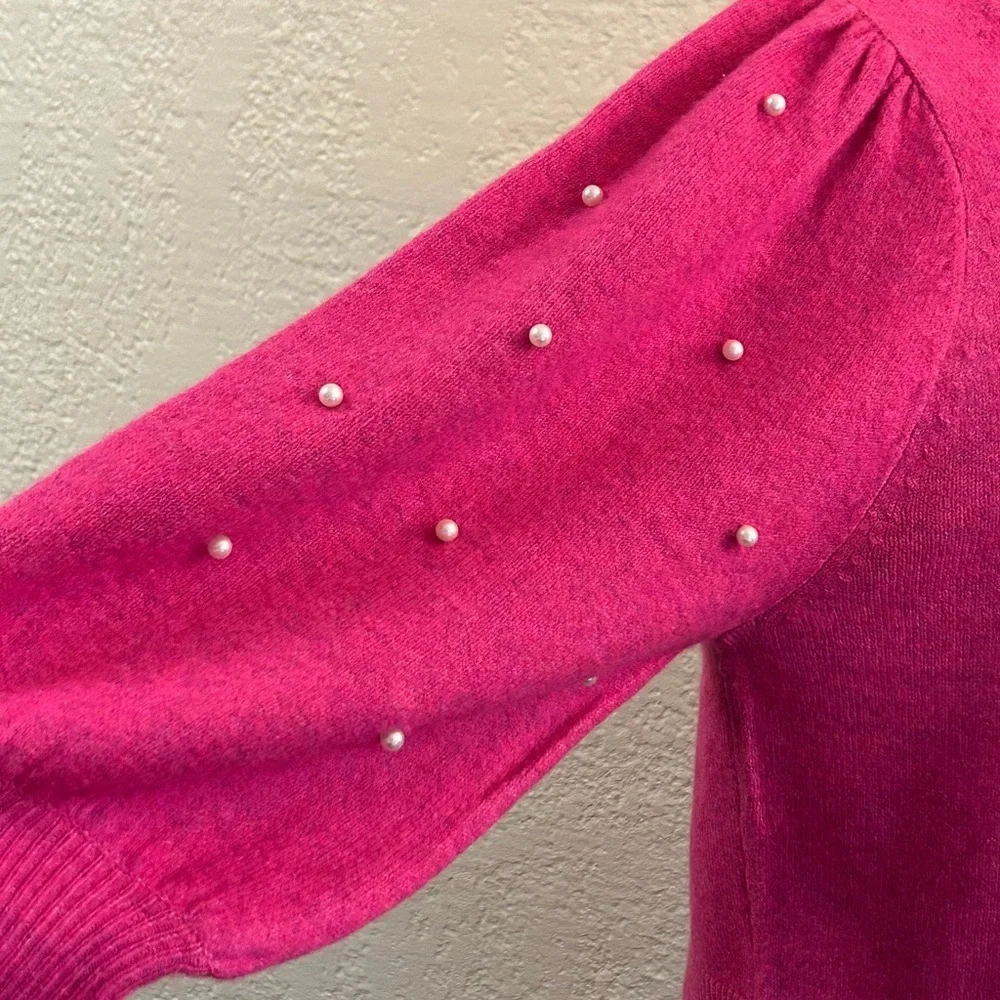 CECE MED Barbie pink puffs pearls  beaded sleeves NWT